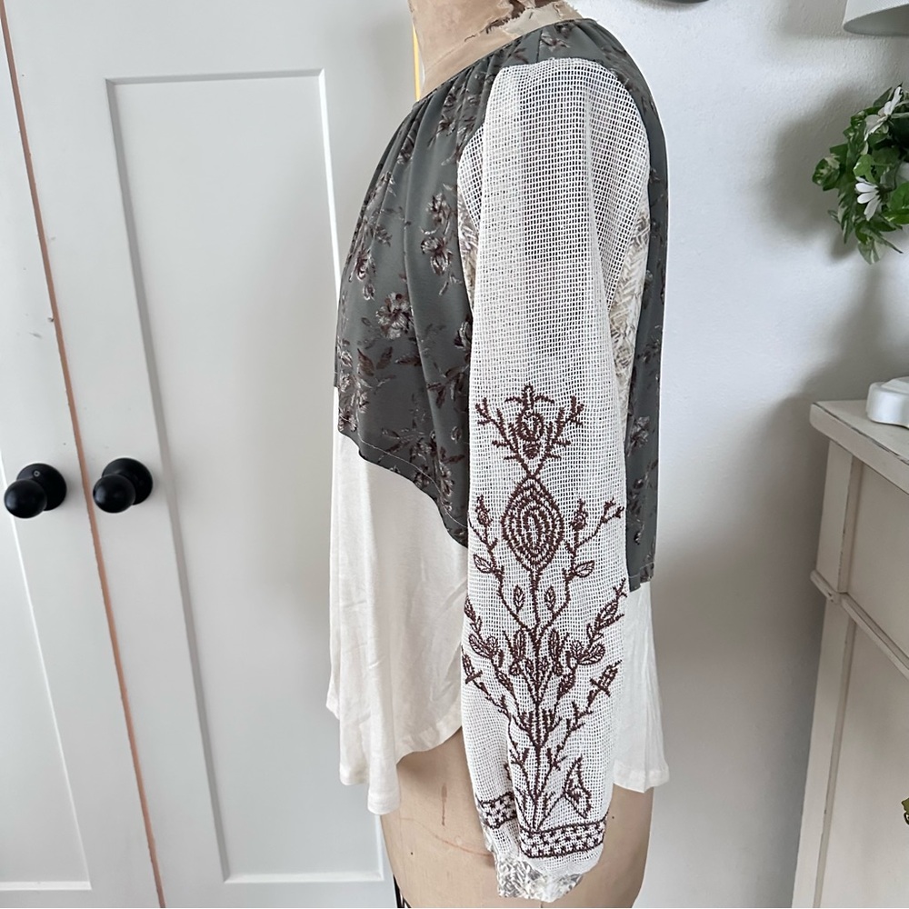 Gimmicks Floral Patchwork Long Sleeve Floral Tunic Top L - Picture 3 of 9